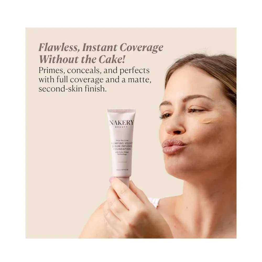 Nakery Skip the Line Instant Coverage Plumping Velvet Foundation  Medium  New